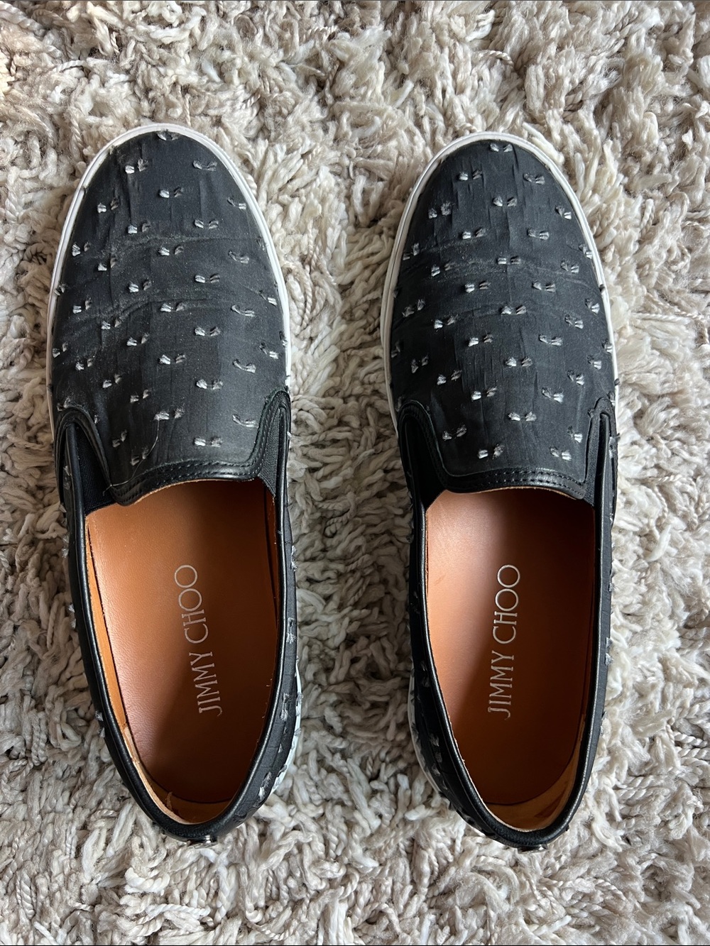 Jimmy Choo Textured Black Slip-On Loafer